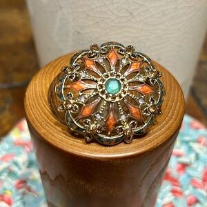 Monet Vintage Gold Tone With Variety of Stones Brooch